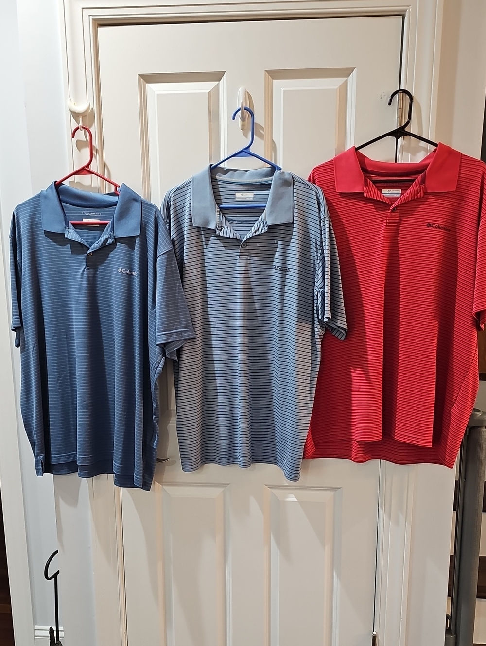 Columbia Men's Short-Sleeve Polo Trio - Blue, Light Blue & Red